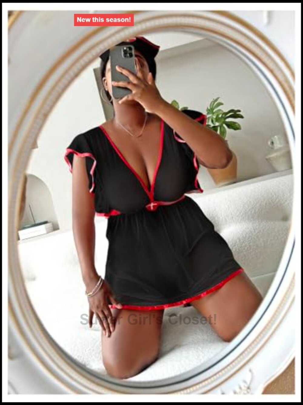 Plus Size 3 Piece Nurse Roleplay Lingerie Set Mesh Sheer Naughty Cosplay - Picture 4 of 4